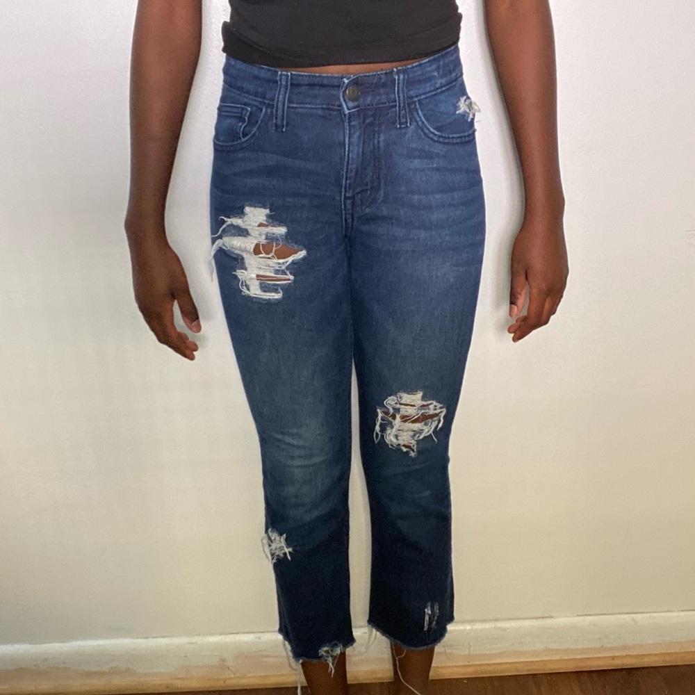 Distressed Dark-wash jeans